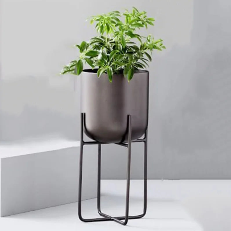 Nordic Iron Flower Pot Stand – Indoor & Outdoor Plant Shelf Rack Plant Pot Stand Axl Black-Small