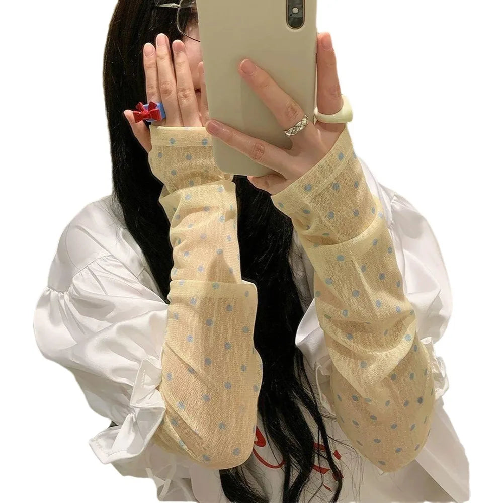 Polka Dot UV Arm Sleeves – Breathable Mesh Outdoor Covers UV Arm Sleeves Axl Yellow