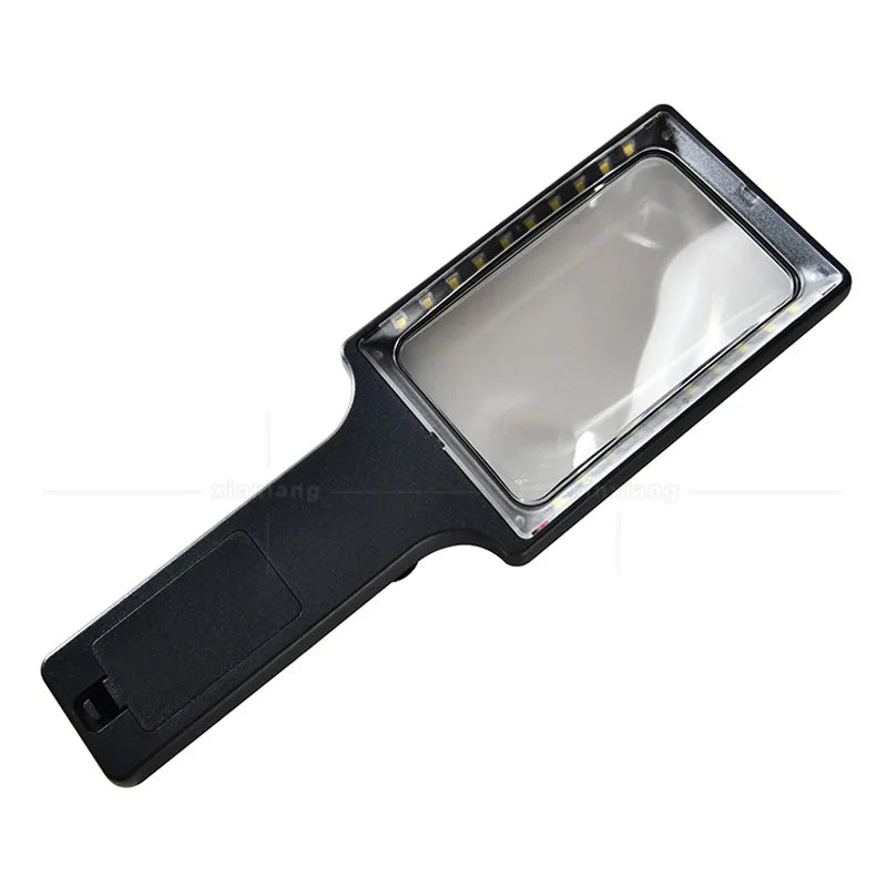 Handheld Magnifying Glass 3–8X 20 LED Lights HD Square Loupe Illuminated Magnifier Axl