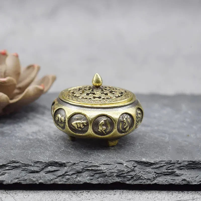 Chinese Zodiac Brass Incense Burner – Antique Bronze Censer Incense Burner Axl