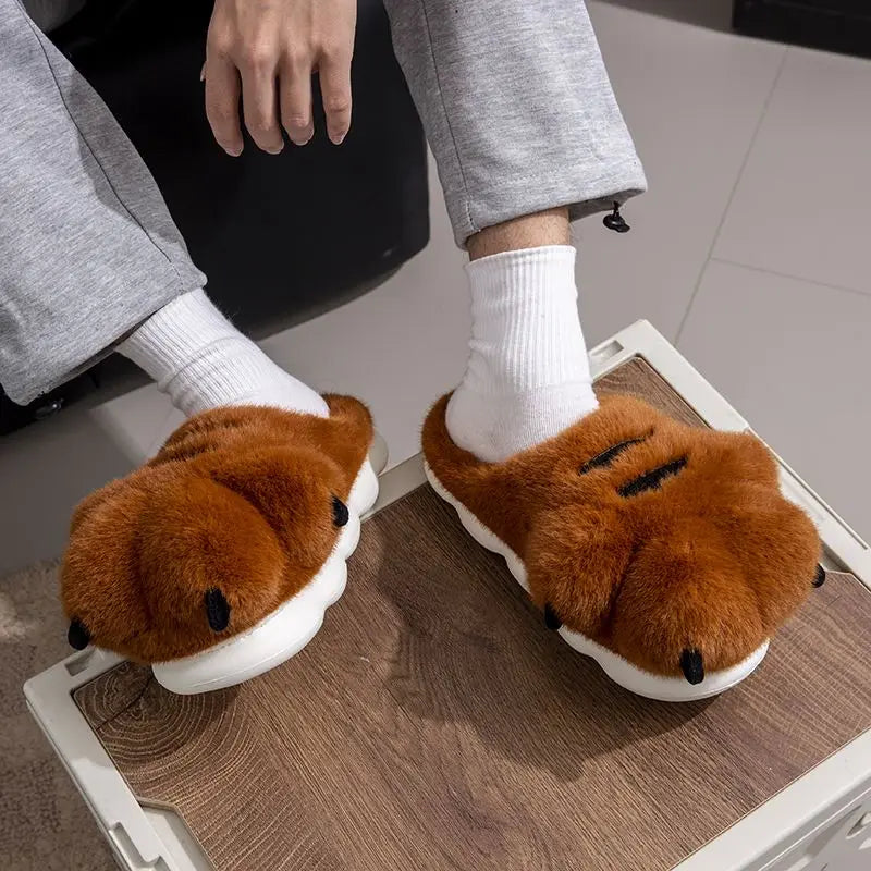 Lorilury Tiger Claw Fuzzy Faux Fur Slippers – Unisex Indoor Slides Novelty Fuzzy Slippers Axl