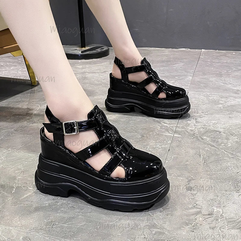 Women's Platform Wedge Sandals – 11cm High Heel Roman Style Platform Wedge Sandals Axl