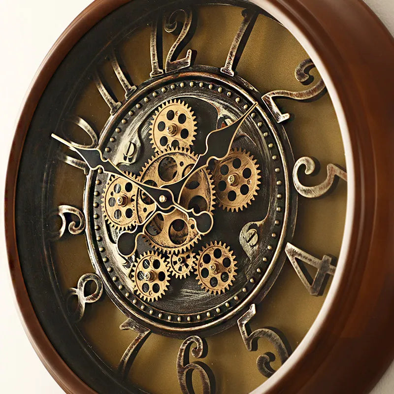 Luxury Gear Wall Clock – Solid Wood & Metal Modern Art Decor Decorative Wall Clock Axl