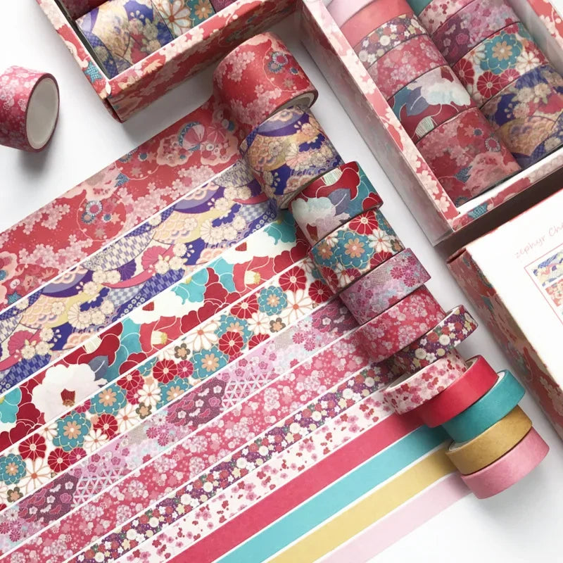 12-Piece Vintage Washi Tape Set – Japanese Kawaii Masking Tape Decorative Washi Tape Axl
