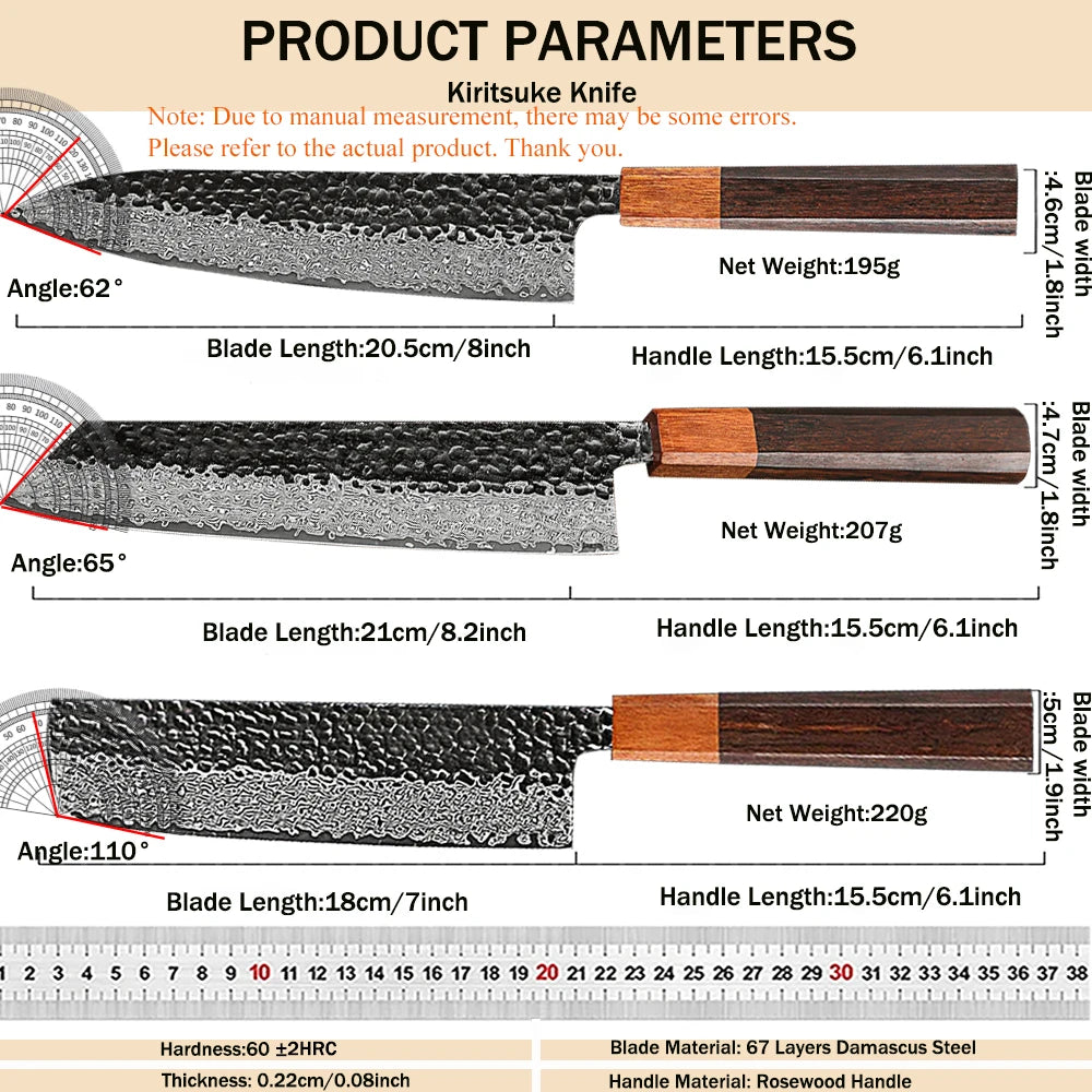 67-Layer Damascus Steel Utility Kitchen Knife | Sharp Cleaver Damascus Kitchen Knife Axl