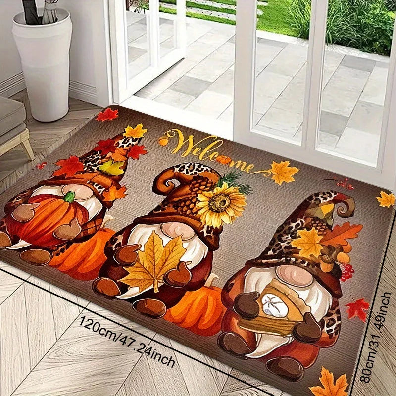Gnome & Pumpkin Festive Doormat – Non-Slip Indoor/Outdoor Festive Doormat Axl