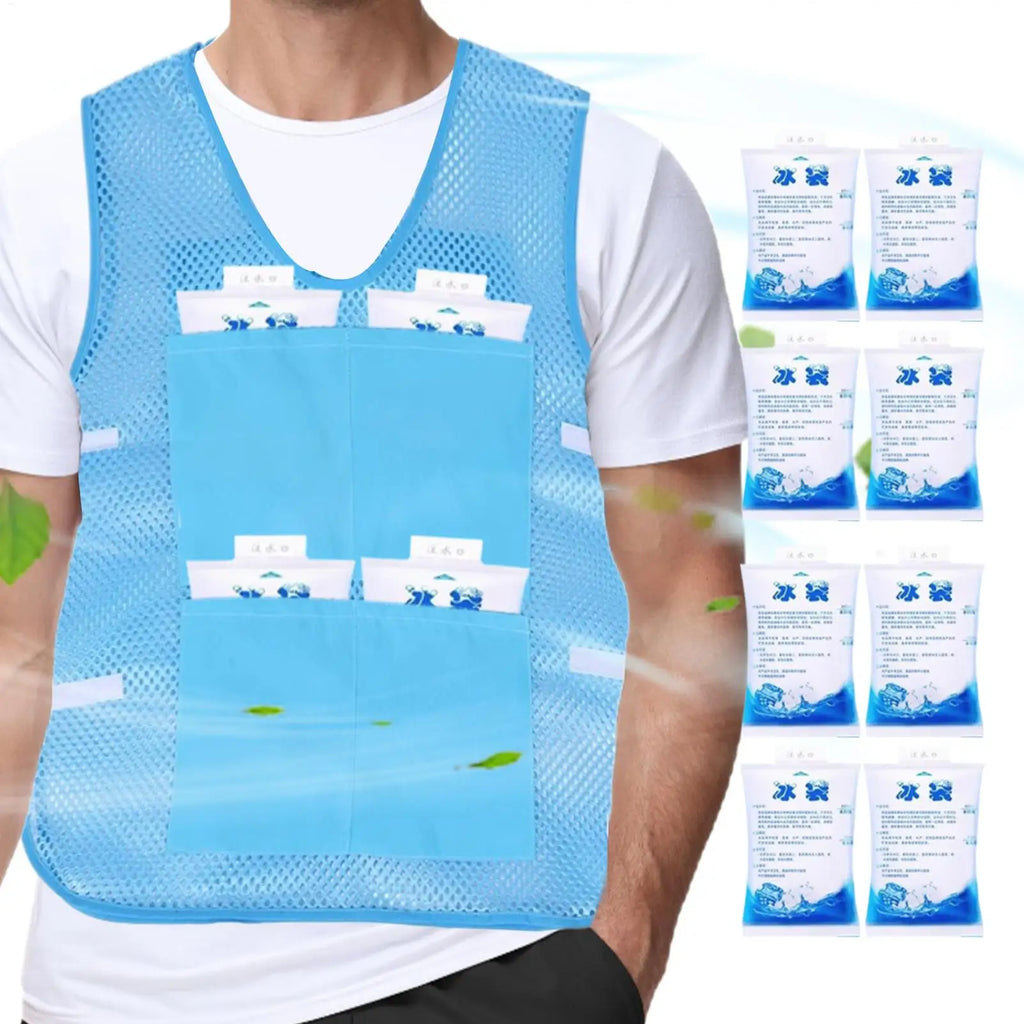 Ice Cooling Vest with 8 Ice Packs – Outdoor Work & Sports Ice Cooling Vest Axl