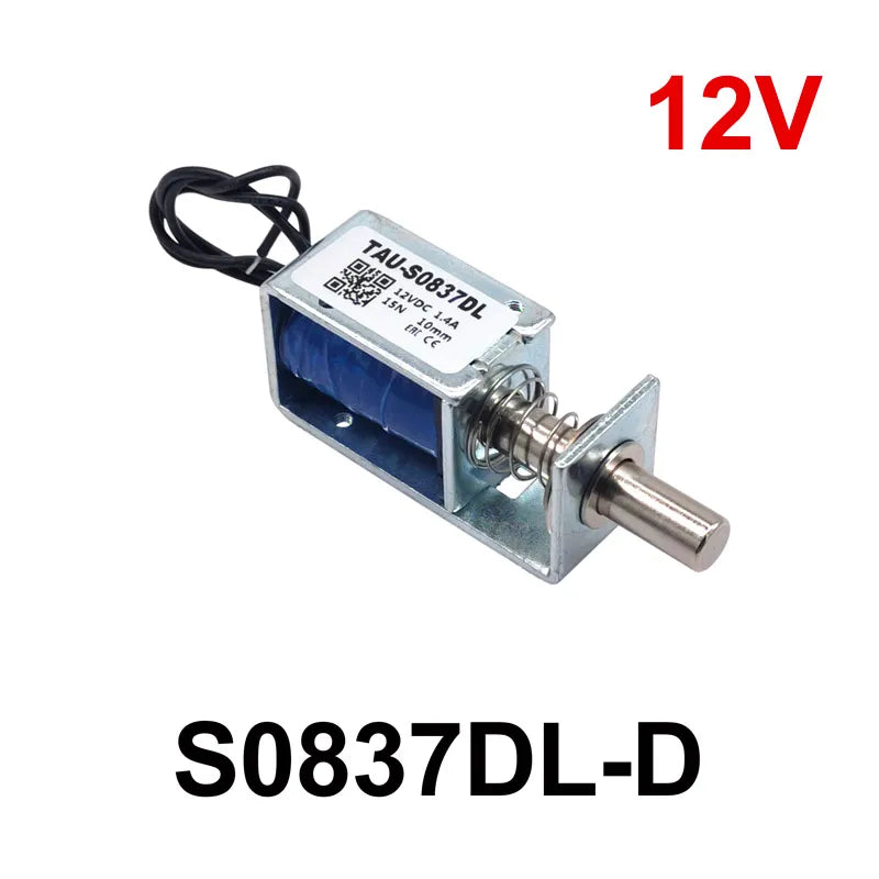 DC 6V/12V/24V Electromagnet Cabinet Door Lock – 10mm Stroke Electric Solenoid Lock Axl S0837DL D 12V 15N
