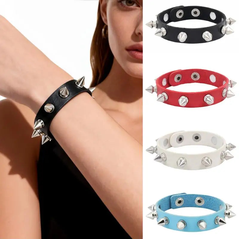 Gothic Studded Punk PU Leather Bracelet – Unisex Wristband Punk Leather Bracelet Axl
