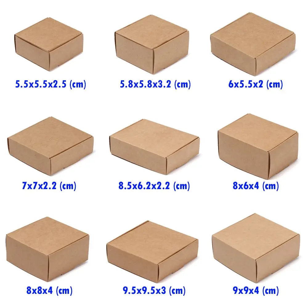 10-Pack Kraft Paper Gift Boxes – 9 Sizes Brown White Black Gift Packaging Boxes Axl