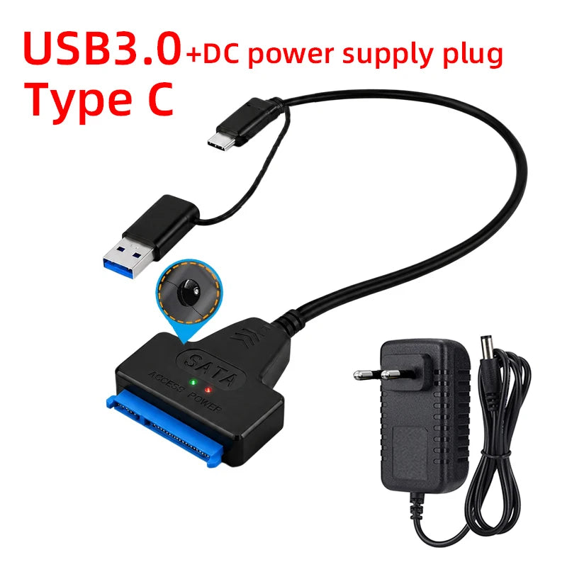 SATA to USB 3.0 Adapter Cable – 6 Gbps for HDD & SSD SATA USB Adapter Axl USB3.0 and DC Power