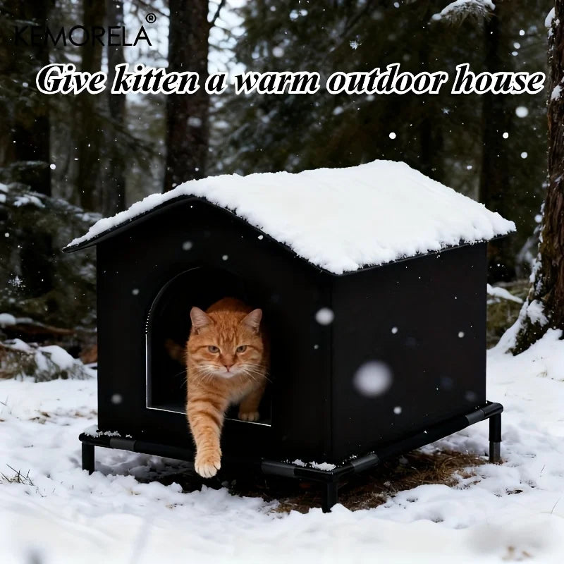 KEMORELA Insulated Outdoor Cat House – All-Weather Shelter Outdoor Cat Shelter Axl