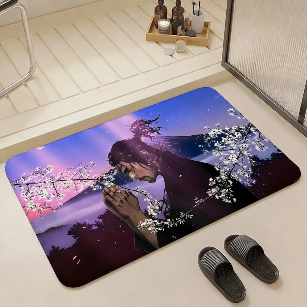 Manga Vagabond Flannel Floor Mat – Non-Slip Soft Indoor Rug Indoor Area Rug Axl