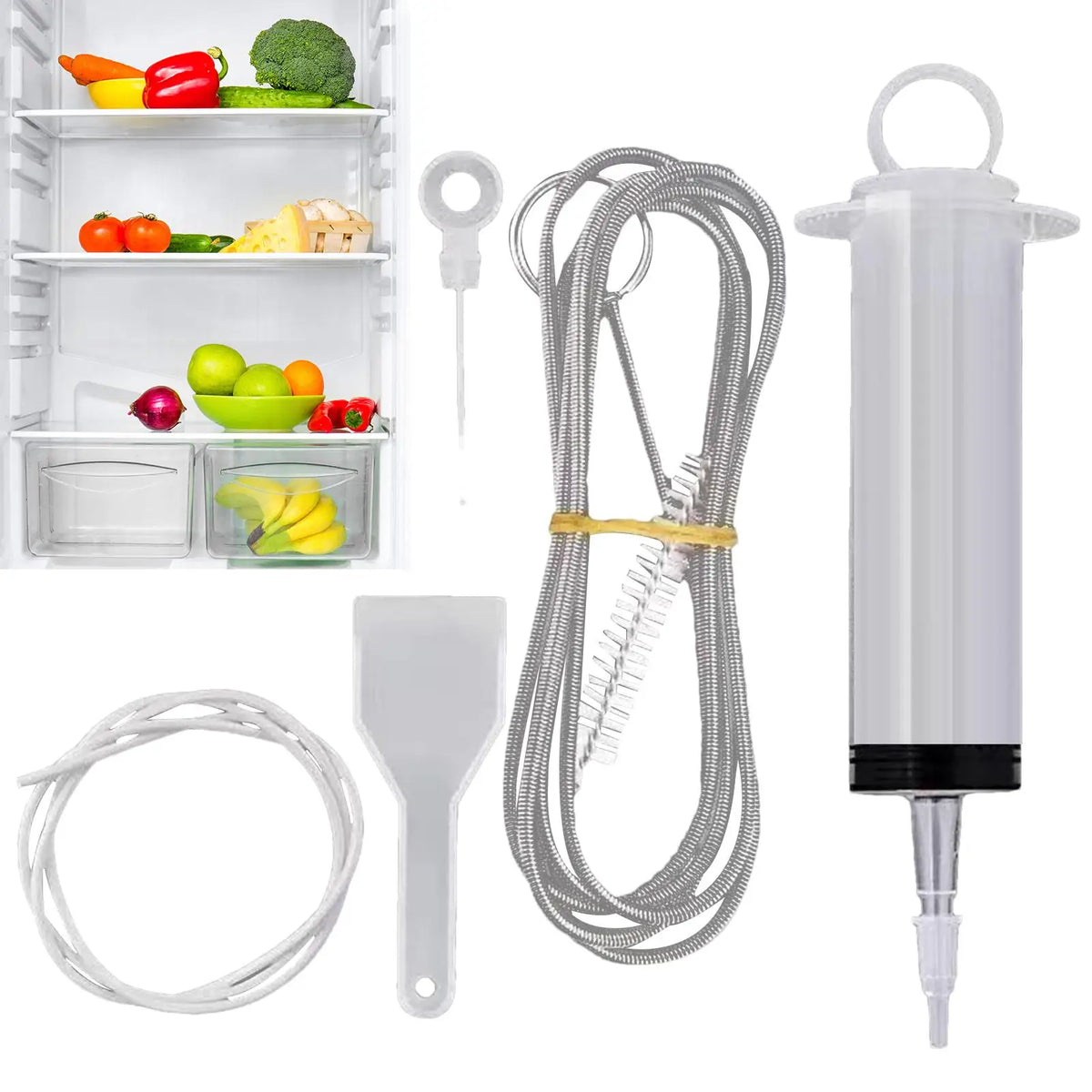 Refrigerator Drain Hole Cleaner & Unclogging Kit | Fridge Tool Drain Cleaning Tool Axl
