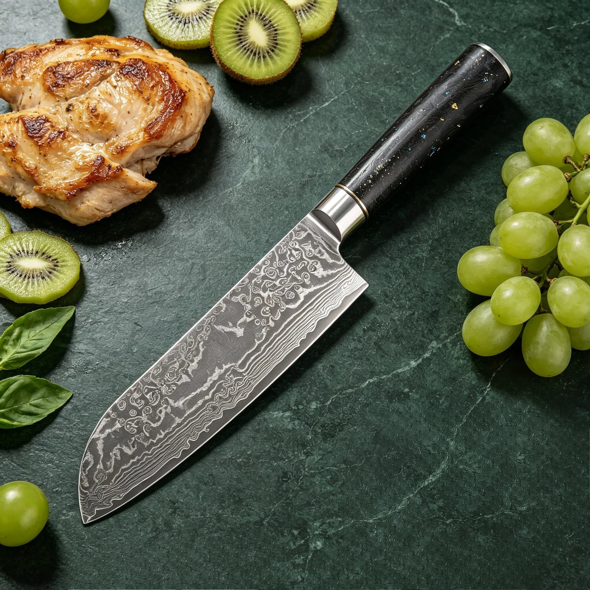 Damascus Steel 67-Layer Santoku Chef Knife – Sharp & Durable Damascus Santoku Knife Axl