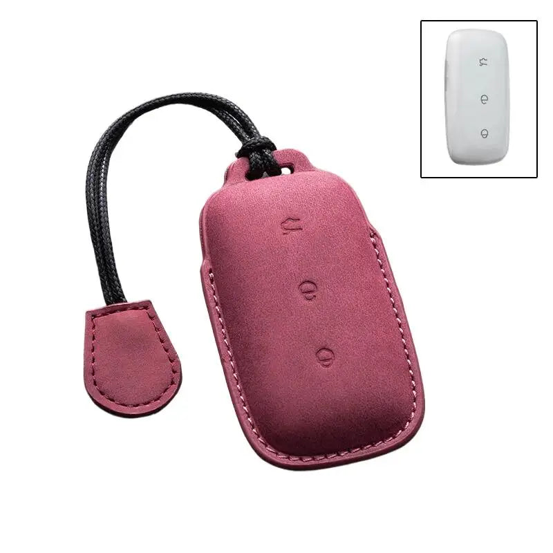 PU Leather Key Case Cover – Geely Galaxy EX5 & Proton EMas 7 Car Key Cover Axl Red rope
