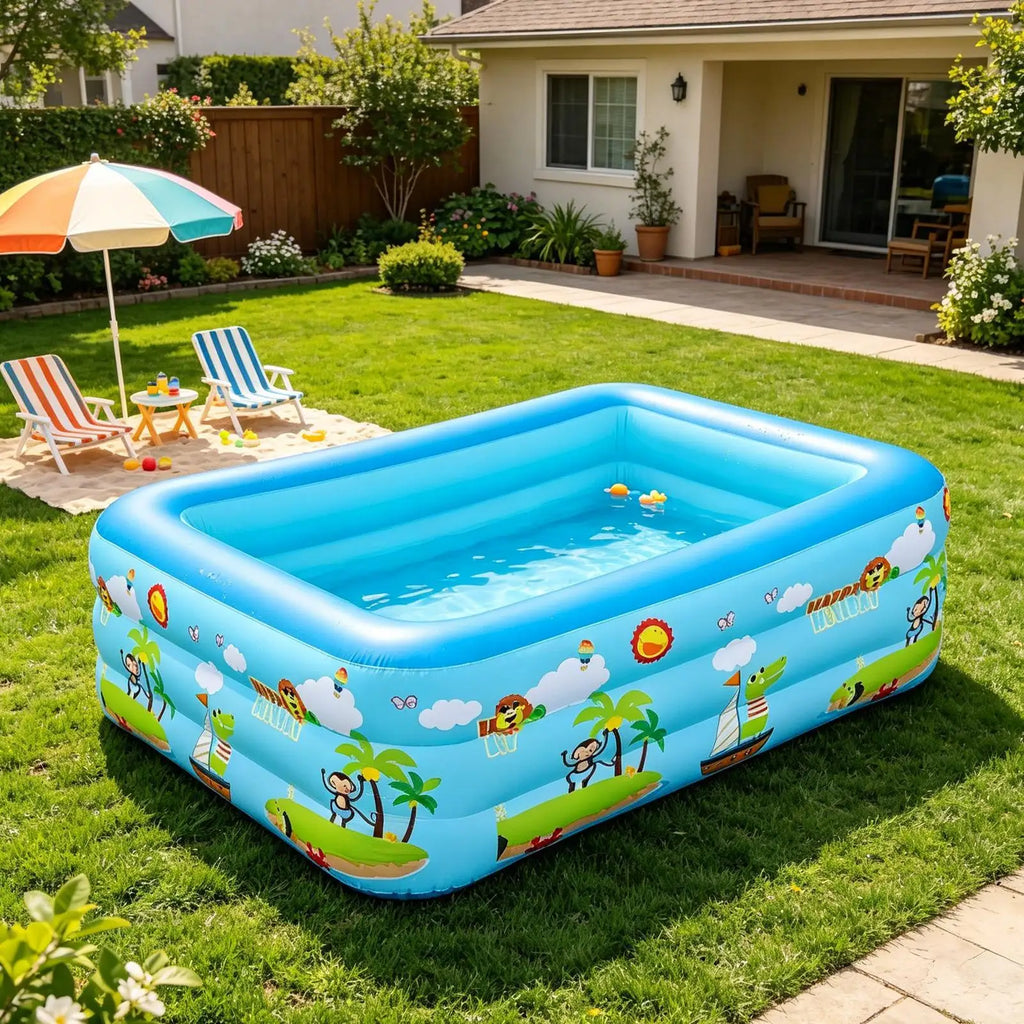 Inflatable Kids Pool – Large UV-Resistant Foldable Square Pool Inflatable Swimming Pool Axl