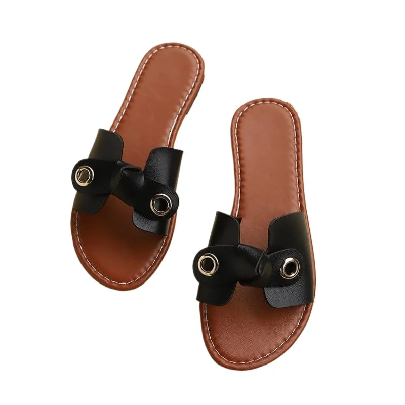 Women's Flat Open-Toe Slip-On Sandals – Summer Beach Shoes Women's Flat Sandals Axl