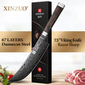 XINZUO 7.5" Damascus Steel Viking Knife – 67-Layer Ebony Handle Damascus Kitchen Knife Axl Default Title