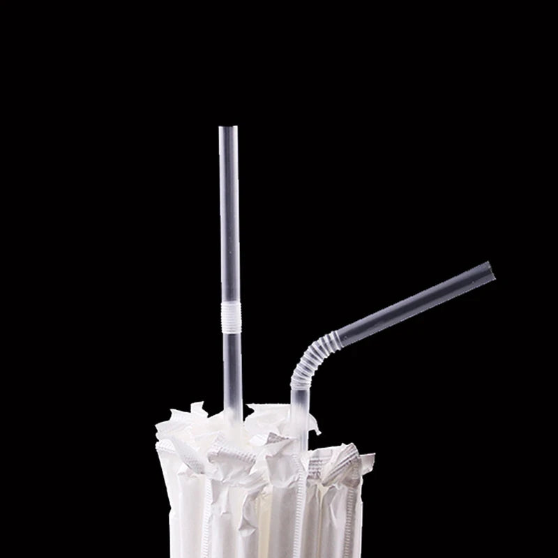 100/300 Pcs Individually Wrapped PP Jumbo Drinking Straws Drinking Straws Axl
