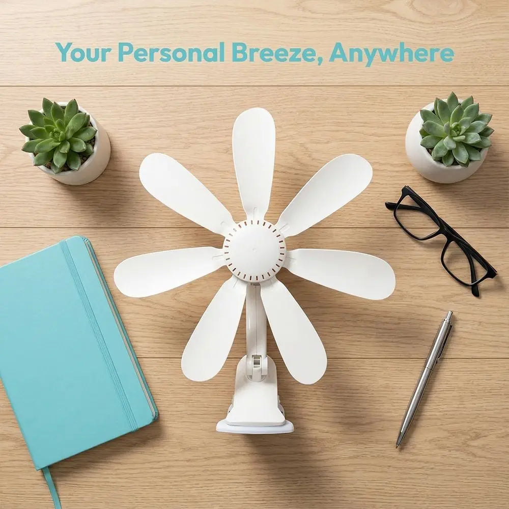 Portable Clip Fan – Hollow-Out Design, Powerful & Quiet Clip-On Fan Axl