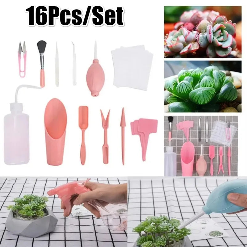 16-Piece Mini Gardening Tools Set – Succulent & Bonsai Kit Mini Garden Tool Set Axl