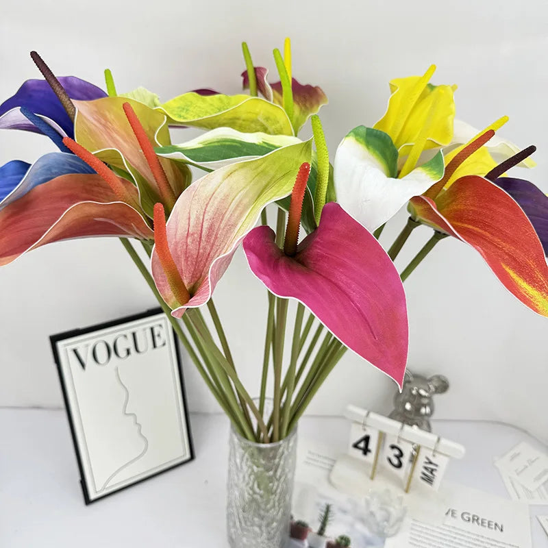 8-Piece Real Touch Anthurium Artificial Stems 73cm | Floral Décor Artificial Flower Stems Axl