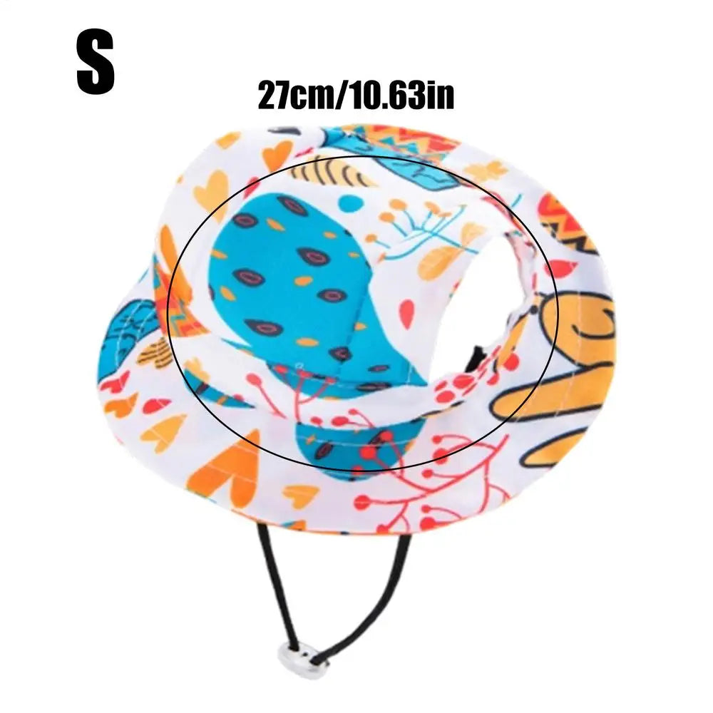 Pet Sun Hat with Ear Holes – Cat & Dog Round Brim Summer Cap Pet Sun Hat Axl S