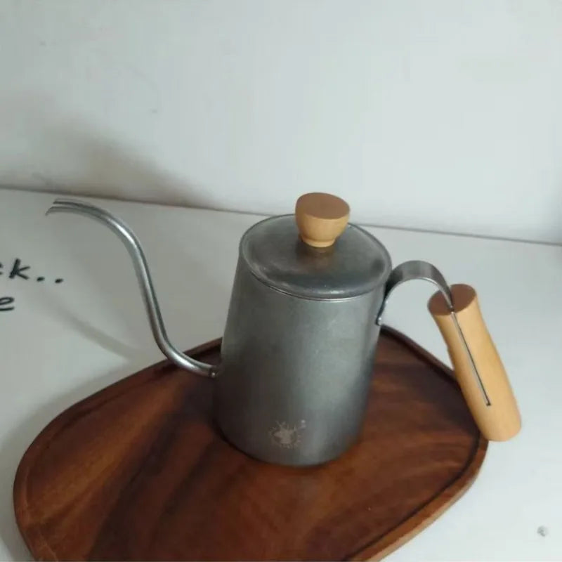Vintage Stainless Steel Coffee Pot – 1L Wooden Handle Teapot Coffee & Tea Pot Axl