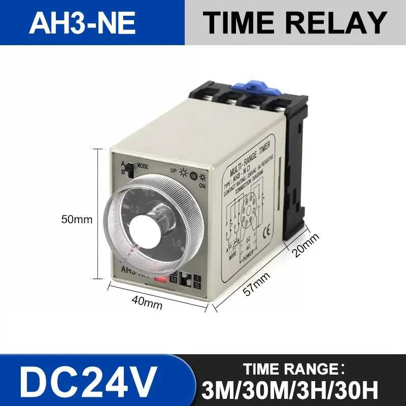 AH3-N 8-Pin Adjustable Time Delay Relay | Multi-Range Timer Time Delay Relay Axl AH3-NE-24V