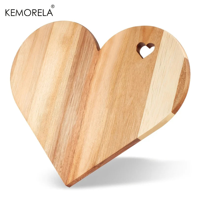 KEMORELA Heart-Shaped Acacia Wood Cutting & Serving Board Wood Cutting Board Axl 1pc