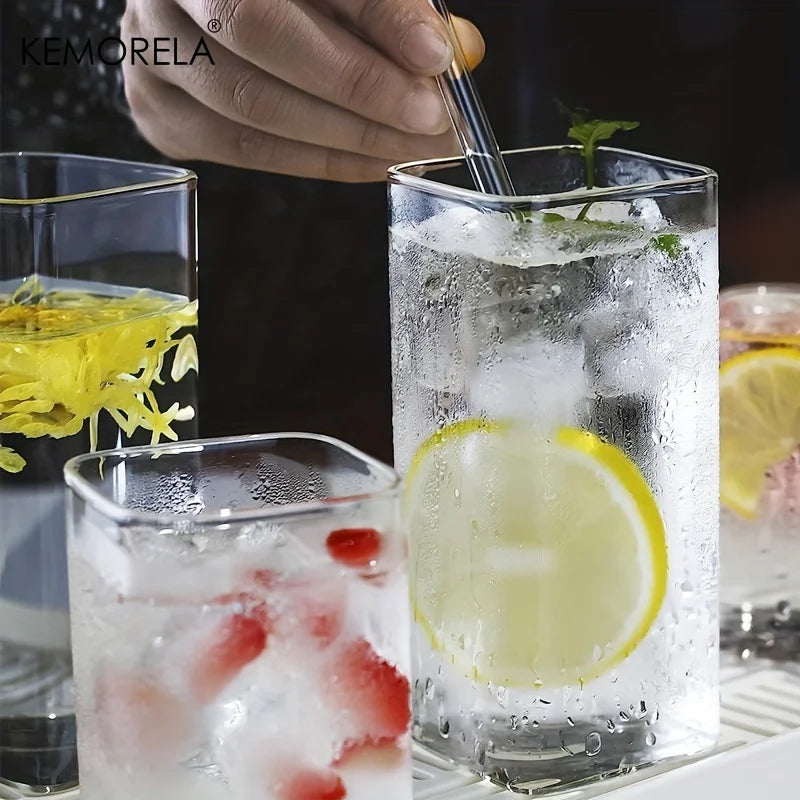 KEMORELA 4pc Highball Glasses 15oz/19oz – Clear Tall Drink Cups Highball Glasses Set Axl
