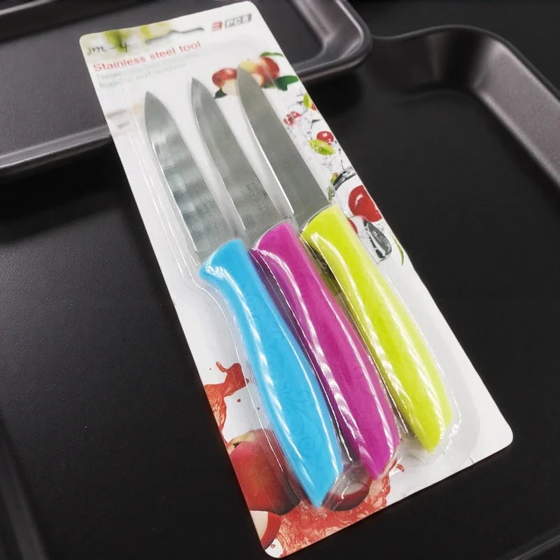 3-Piece Portable Fruit Knife Set – Sharp Stainless Kitchen Knives Kitchen Knife Set Axl
