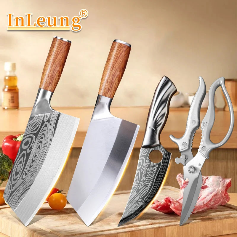 InLeung Japanese Chef Knife – 20cm Stainless Steel Cleaver Chef Knife Cleaver Axl