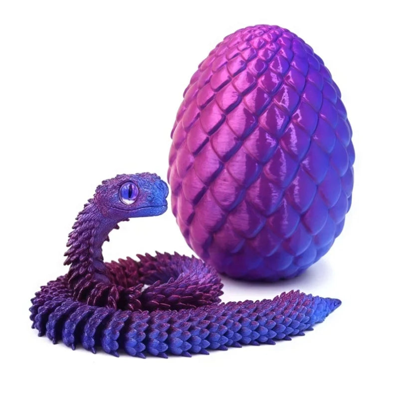 3D Printed Snake & Surprise Egg Set – Holiday Desktop Decor Novelty Figurine Set Axl purple