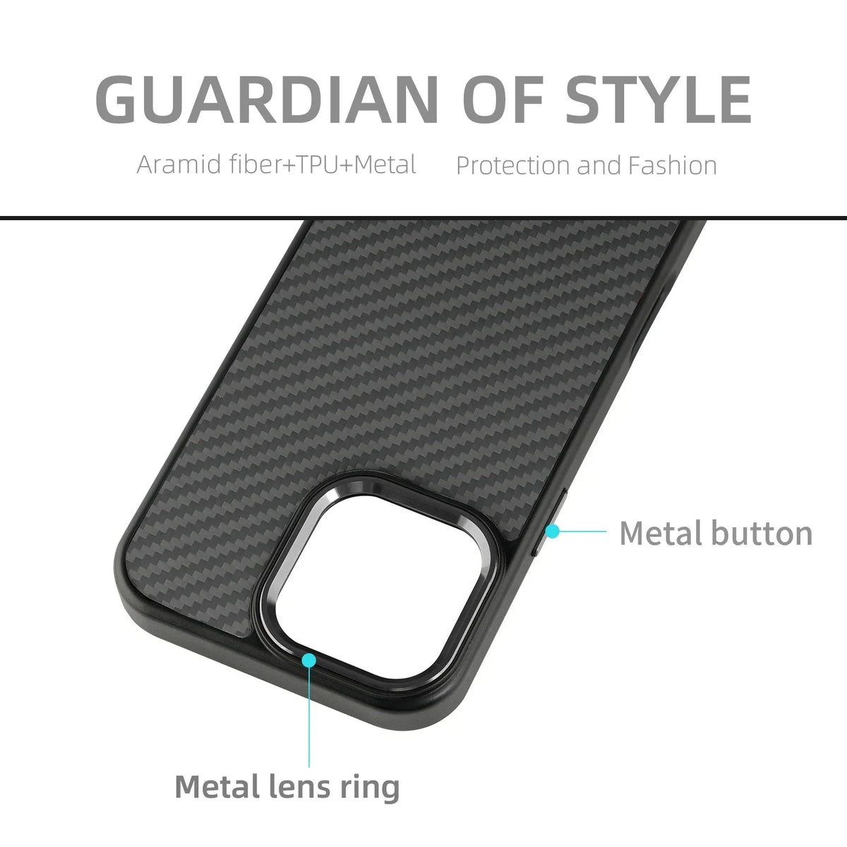 Carbon Fiber Armor iPhone Case – Metal Frame, Wireless Charging Phone Armor Case Axl