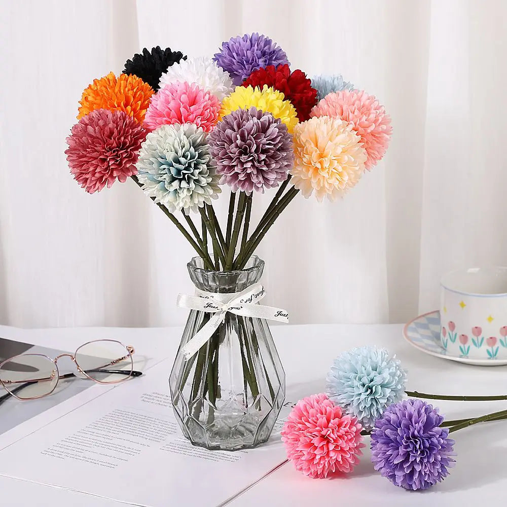 Artificial Silk Dandelion Hydrangea Bouquet – Wedding & Home Decor Artificial Flower Bouquet Axl