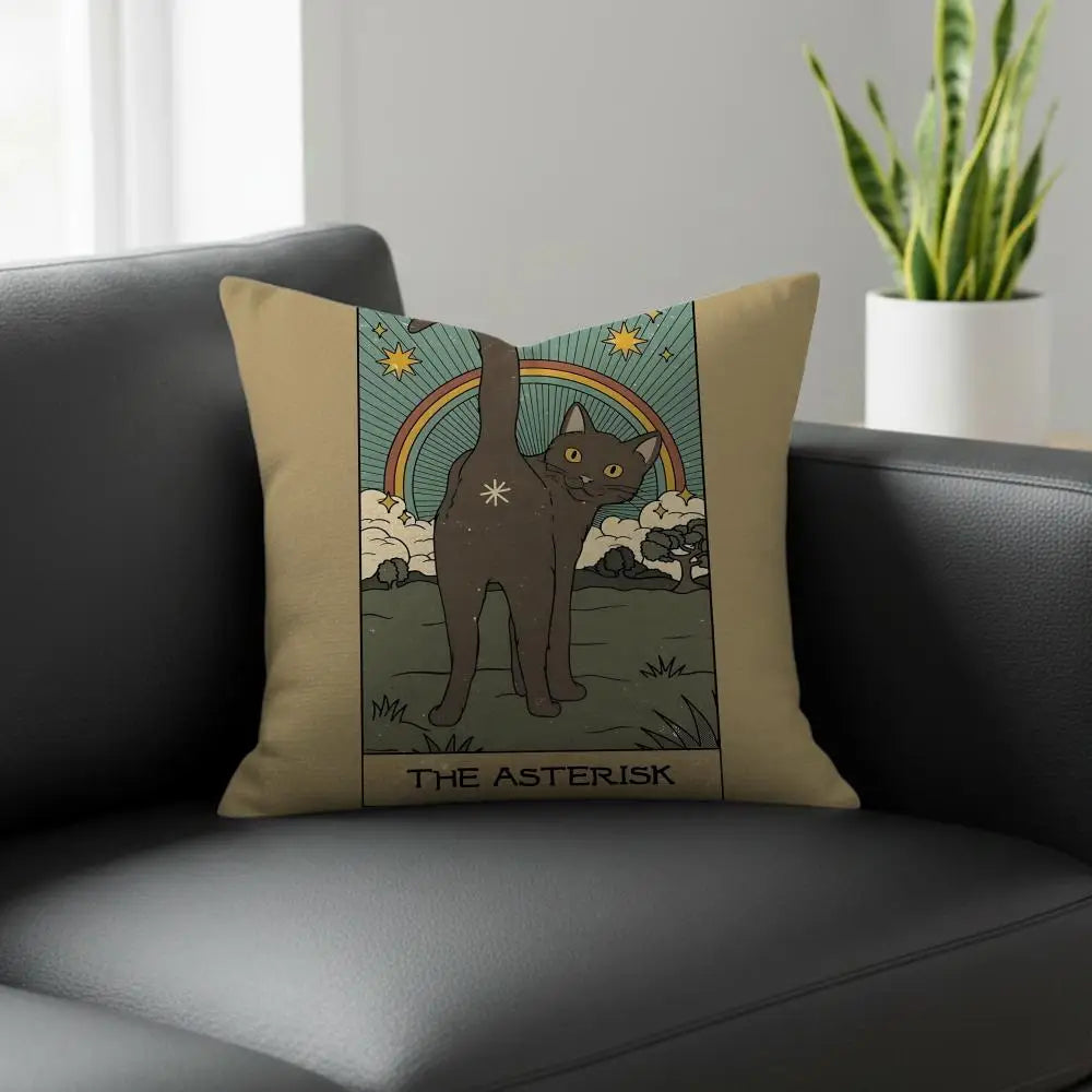 Tarot Cat Linen Cushion Cover – Sofa, Bed & Chair Décor Linen Cushion Cover Axl White6 60X60cm