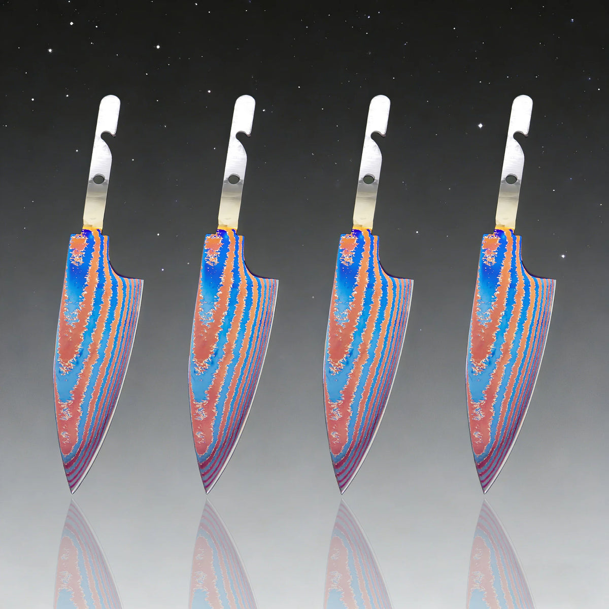 Damascus Titanium Fruit Knife Blades – DIY Replacement Set Knife Blade Set Axl Knife Blade-4PCS