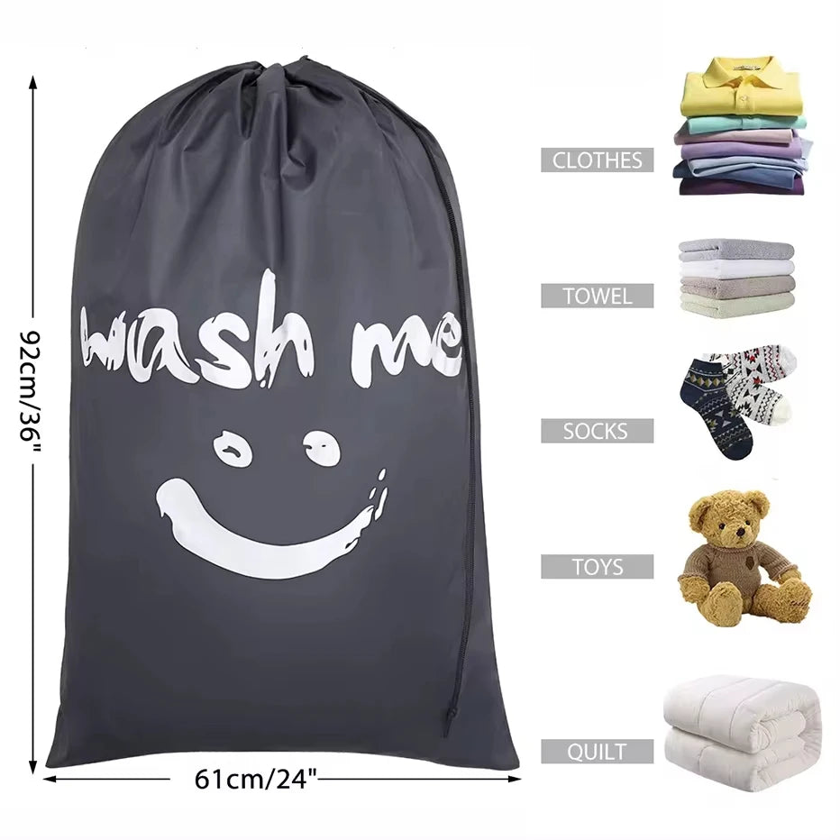 Large Nylon Drawstring Laundry Bag – 24×36" Machine Washable Laundry Storage Bag Axl