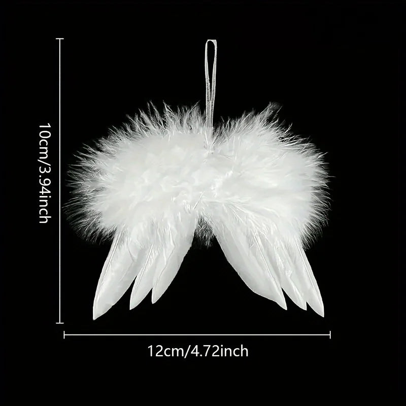 10 White Angel Wings Christmas Tree Ornaments | Feather Design Christmas Tree Ornaments Axl
