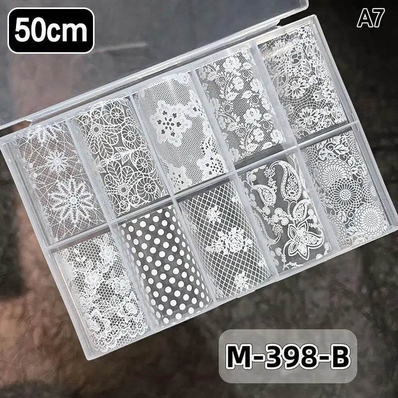 Lace Flower Nail Transfer Foils & Stickers – DIY Nail Art Nail Art Stickers Axl A7