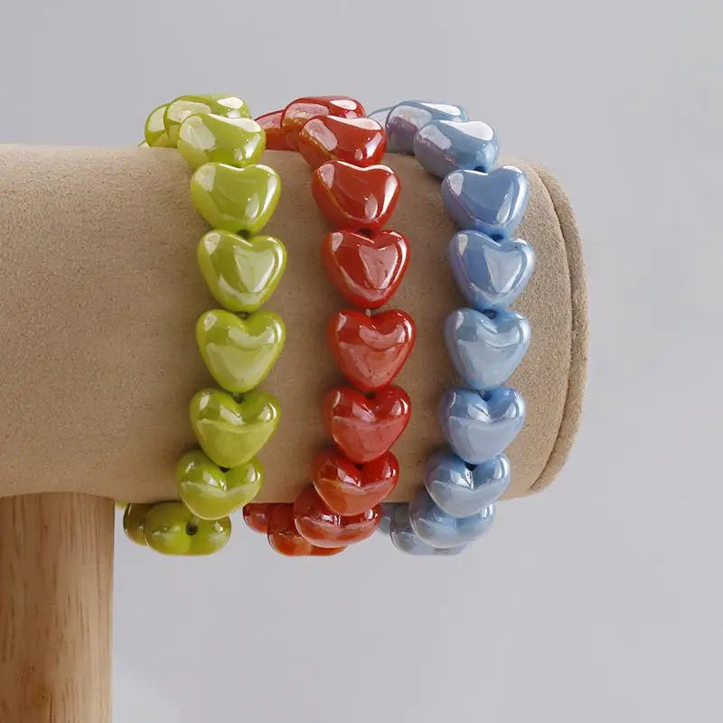 Colorful Heart Beaded Stretch Bracelet – Women's Fashion Jewelry Beaded Bracelet Axl