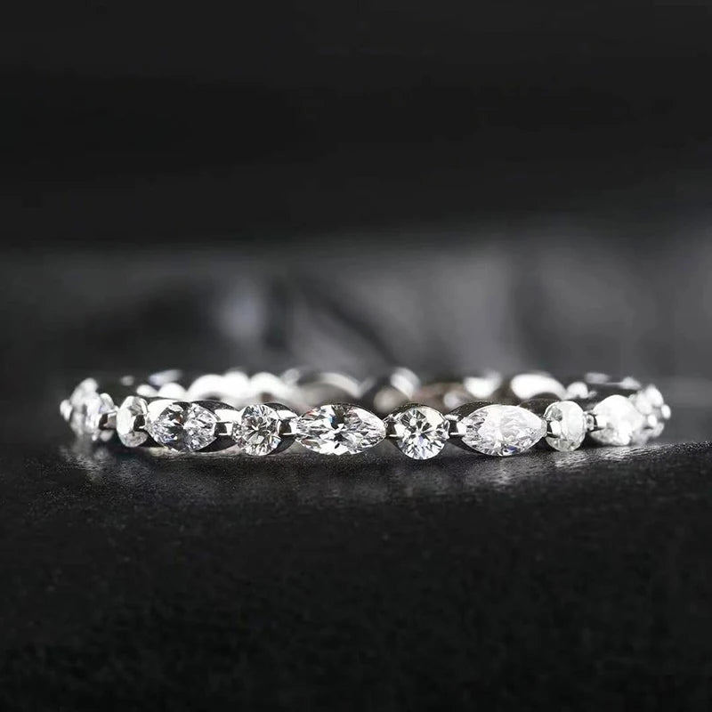 Huitan Marquise Cubic Zirconia Thin Band Ring for Women Fashion Ring Axl Q615 7