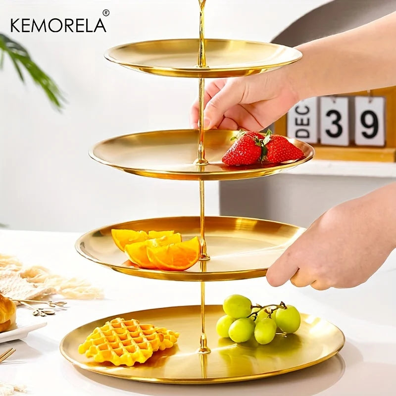 KEMORELA 2/3 Tier Stainless Steel Cake Stand – Gold & Silver Tiered Cake Stand Axl
