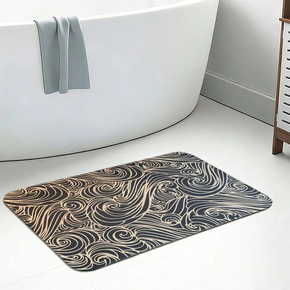 Japanese Seigaiha Diatomite Bath Mat – Quick Dry & Non-Slip Diatomite Bath Mat Axl