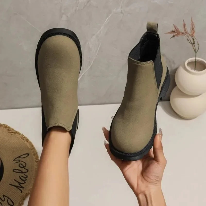Women's Suede Chelsea Ankle Boots – Chunky Platform Slip-On Chelsea Ankle Boots Axl