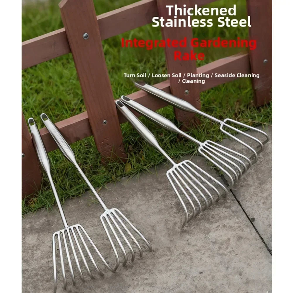 Stainless Steel Garden Rake – Ergonomic Cultivator & Weeder Garden Cultivator Rake Axl