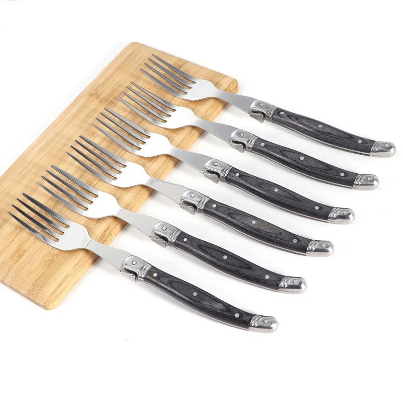 Laguiole Steak Fork Set 4–10 Pcs | Grey Pakkawood Handle Steak Fork Set Axl