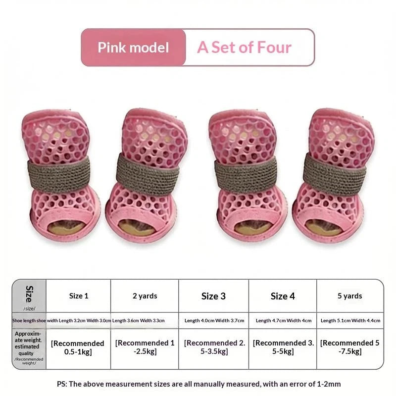 Mesh Dog Shoes 4-Pack – Nonslip Breathable Paw Protectors Dog Paw Protectors Axl A size4